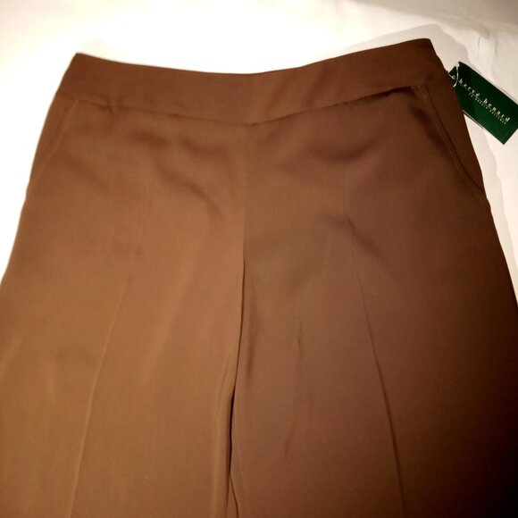 Harve Benard Pants 14 Wide Leg Gauchos Brown Vintage Pockets Side Zip NWT - Picture 3 of 11